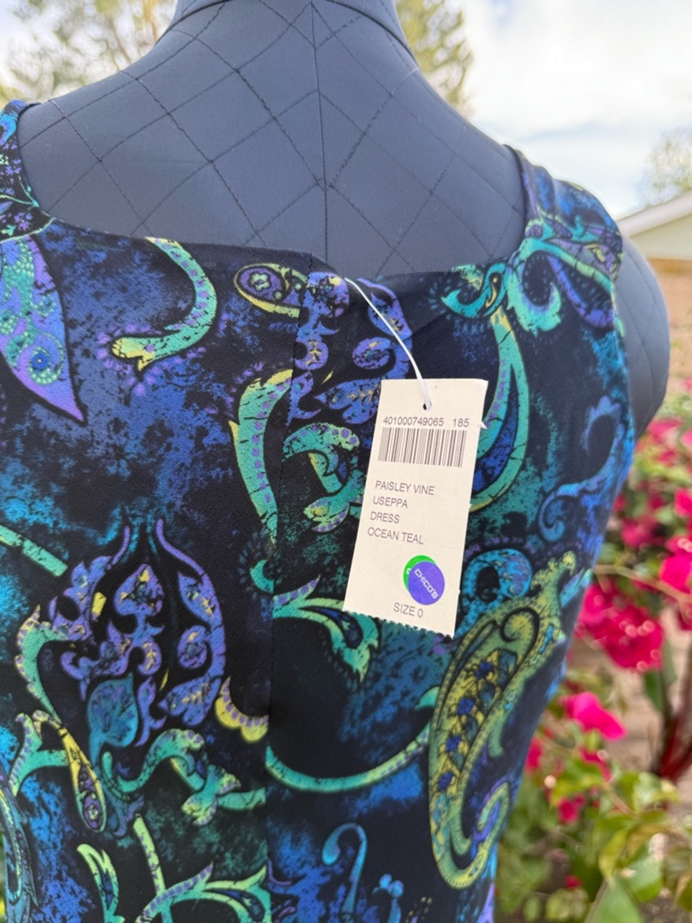 Deadstock Chicos Paisley Print Asymmetrical 100% Silk Dress - Picture 4 of 8